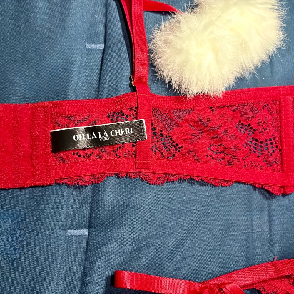🔥NWT🔥 Oh La La Cheri Santa Pom Holiday Lingerie Set L/XL - Picture 9 of 10